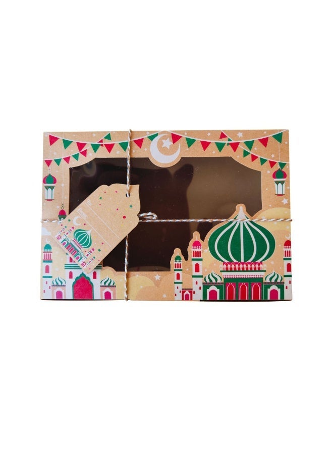 Kraft Paper Gift Boxes, Middle Eastern New Year Pvc Windowed Kraft Paper Packaging Boxes, New Year Party Decorations - 12-Pack - Image 4